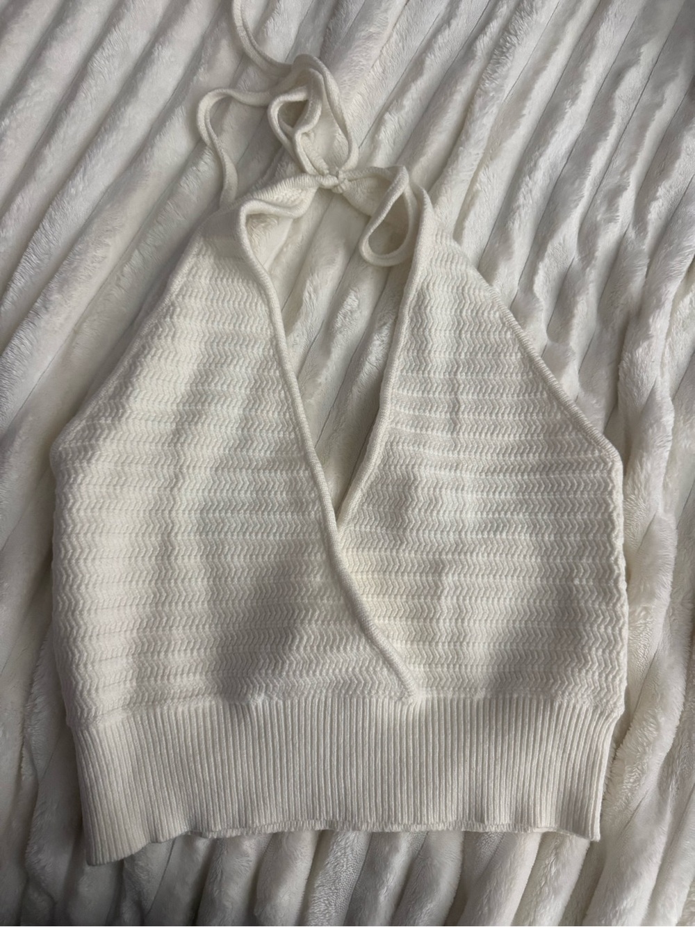 H&M Cream Halter Knit Bandeau Top